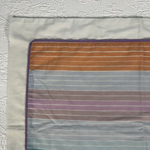 VTG JP Stevens Pillow Sham Pastel Stripe White Edge 80s Cotton 31"x26" Retro '82 - Picture 2 of 16